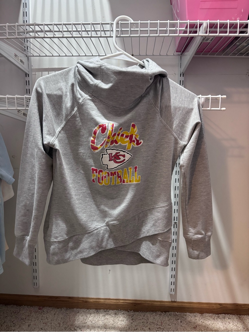 NFL Gray Chiefs Football Pullover Hoodie with Red & Yellow Logo